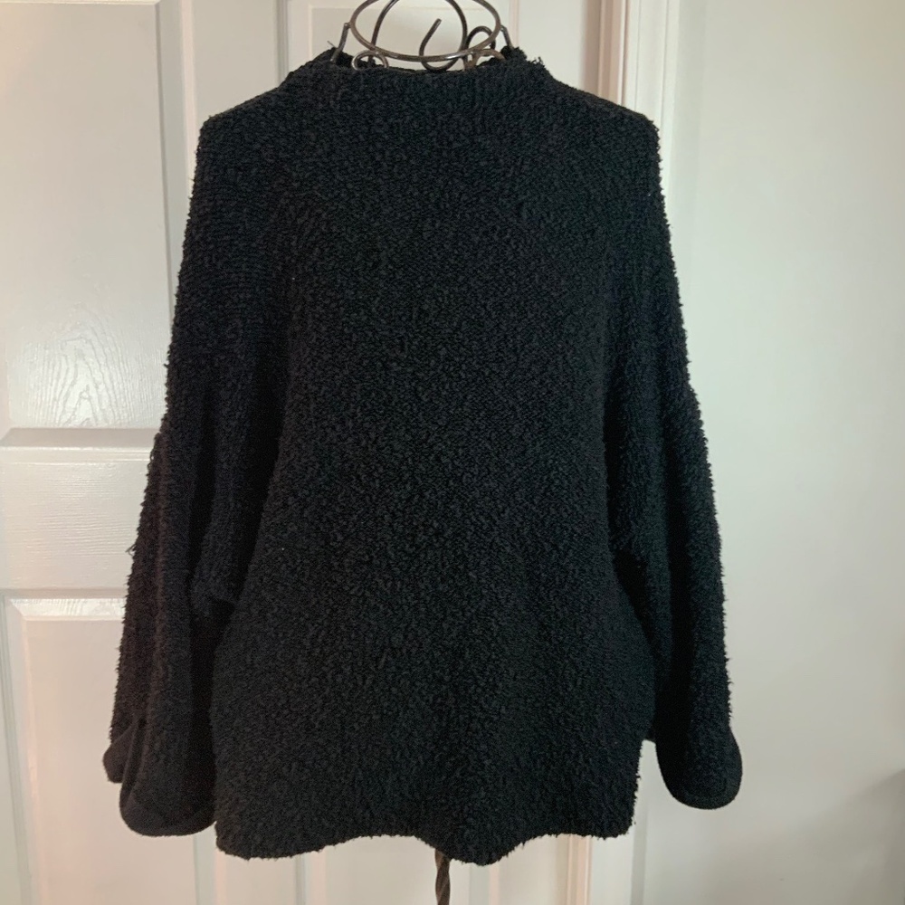 Free People Black Knit Sweater Cozy Boucle Oversized Textured Pullover Small